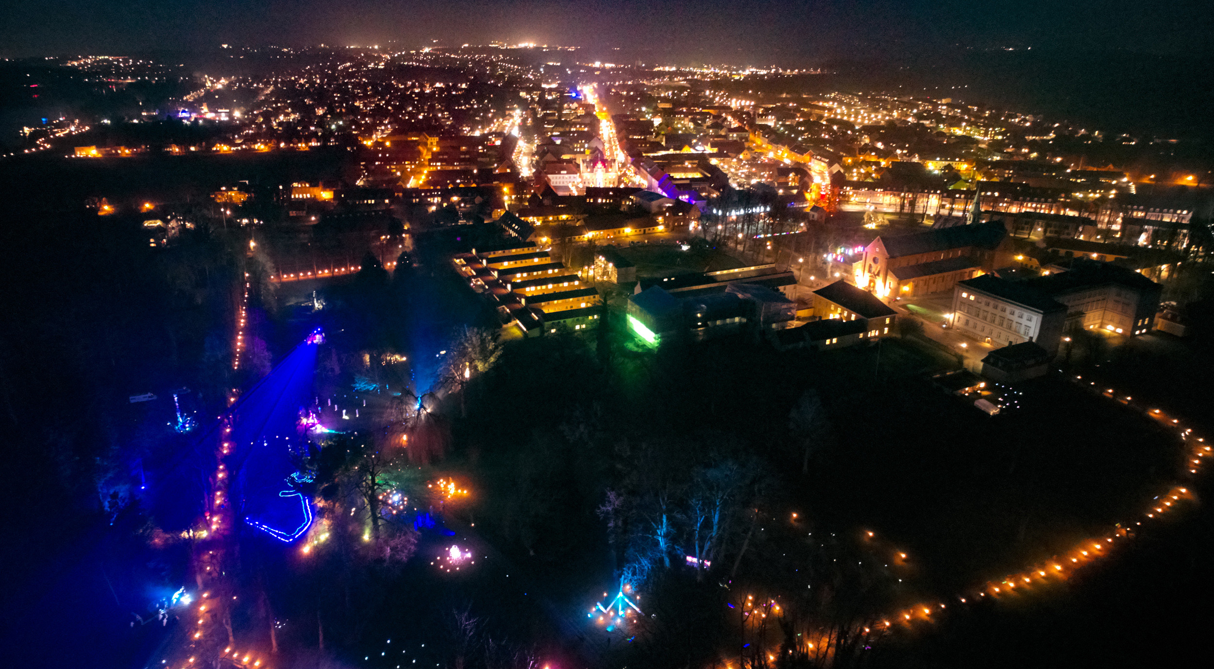 dronographica aerial imaging night sorø kyndelmisse 2017 luftbillede droner drone natbillede